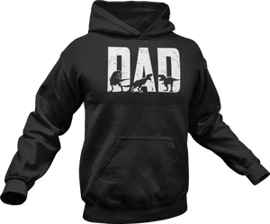 Dinosaur dad printed on a black T-Shirt