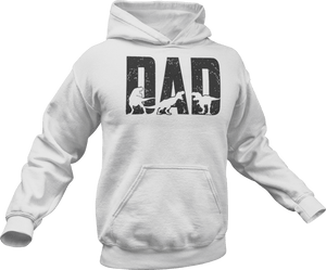 Dinosaur dad printed on a white T-Shirt