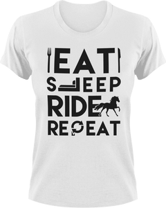 Eat sleep ride repeat T-Shirteat, fast food, food, horse, horses, Ladies, Mens, race, ride, sleep, Unisex