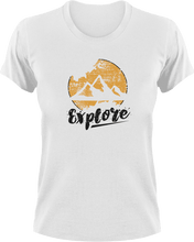 Load image into Gallery viewer, Explore T-ShirtAdventure, camp, camper, campfire, camping, explore, Hike, hiker, hiking, Ladies, Mens, Unisex
