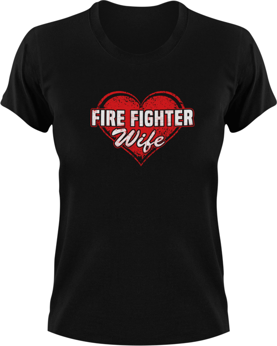 Firefighter Wife T-Shirtcampfire, fire, fire fighter wife, Firefighter, firefighter mom, fireman, firetruck, Ladies, Mens, Unisex