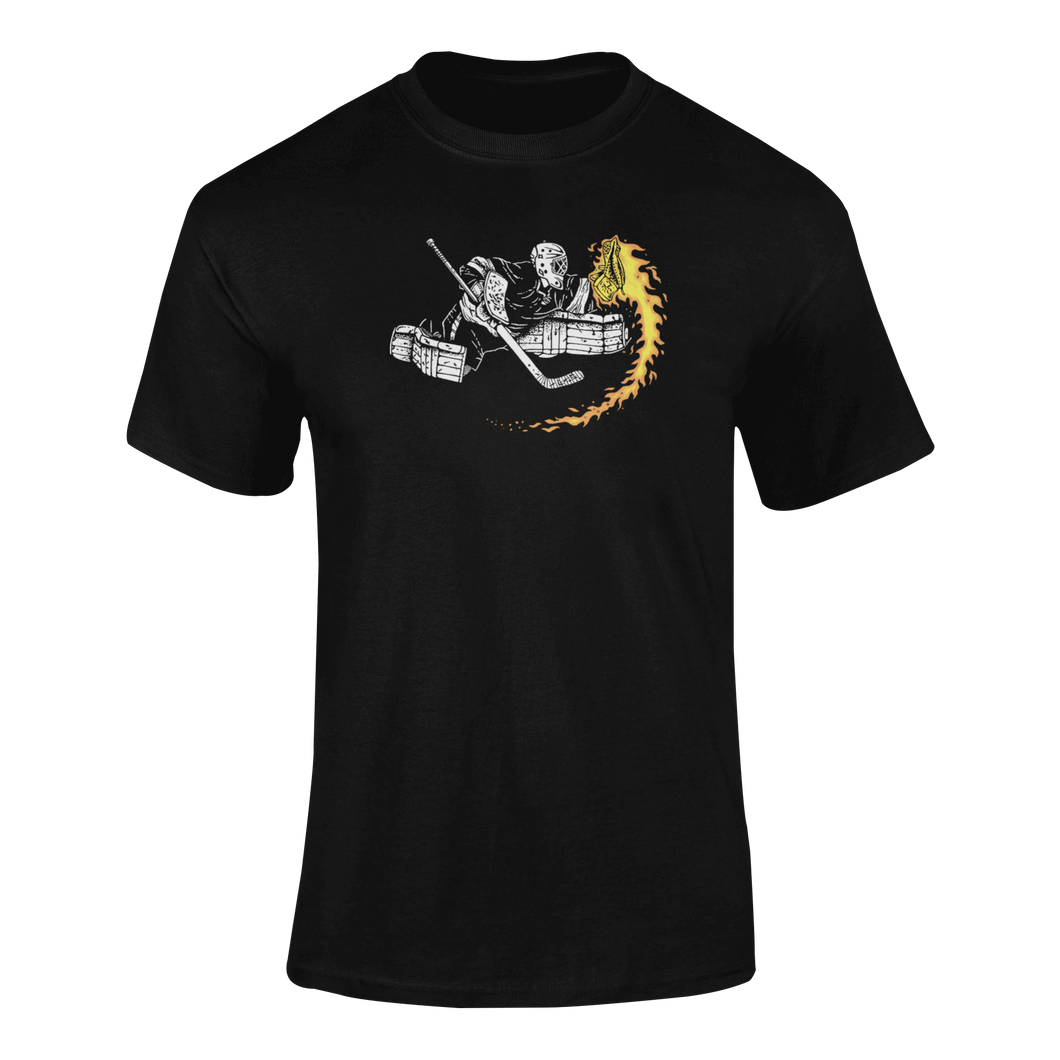 Fire Goalie T-ShirtLadies, Mens, Unisex, Wolves Ice Hockey