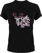 Load image into Gallery viewer, Girls like big racks too T-Shirthunting, Ladies, Mens, Unisex
