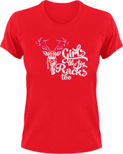 Load image into Gallery viewer, Girls like big racks too T-Shirthunting, Ladies, Mens, Unisex
