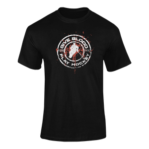 Give Blood Play Hockey T-ShirtLadies, Mens, Unisex, Wolves Ice Hockey