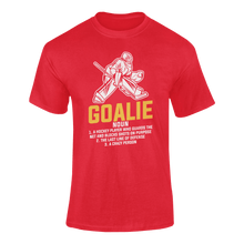 Load image into Gallery viewer, Goalie Description T-ShirtLadies, Mens, Unisex, Wolves Ice Hockey
