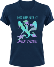 Load image into Gallery viewer, Good vibes with my mer tribe T-Shirtfantasy, Ladies, Mens, mer tribe, mermaid, Unisex, vibes
