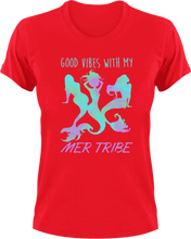 Load image into Gallery viewer, Good vibes with my mer tribe T-Shirtfantasy, Ladies, Mens, mer tribe, mermaid, Unisex, vibes
