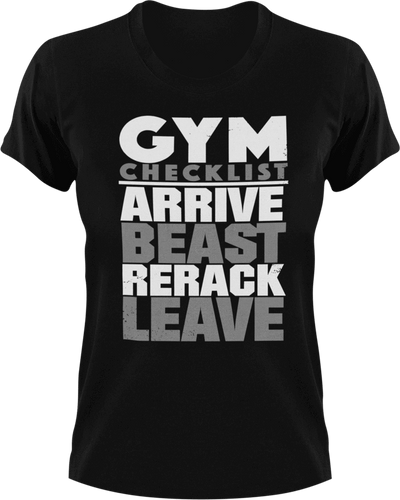 Gym checklist T-Shirtbeast, deadlifts, gym, gymnast, Ladies, Mens, rerack, Unisex, workout