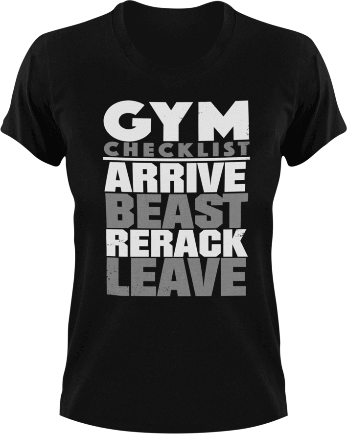 Gym checklist T-Shirtbeast, deadlifts, gym, gymnast, Ladies, Mens, rerack, Unisex, workout