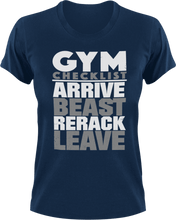 Load image into Gallery viewer, Gym checklist T-Shirtbeast, deadlifts, gym, gymnast, Ladies, Mens, rerack, Unisex, workout
