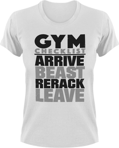 Gym checklist T-Shirtbeast, deadlifts, gym, gymnast, Ladies, Mens, rerack, Unisex, workout