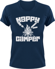 Load image into Gallery viewer, Happy camper T-Shirt 1Adventure, campfire, camping, happiness, happy, Ladies, Mens, Unisex
