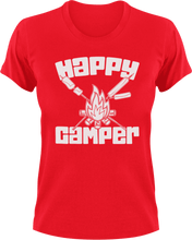 Load image into Gallery viewer, Happy camper T-Shirt 1Adventure, campfire, camping, happiness, happy, Ladies, Mens, Unisex
