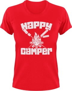 Happy camper T-Shirt 1Adventure, campfire, camping, happiness, happy, Ladies, Mens, Unisex