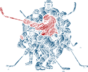 Hockey Player Silhouette T-Shirt 2Ladies, Mens, Unisex, Wolves Ice Hockey