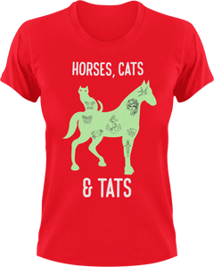 Horses cats and tats T-Shirtcat, fantasy, horses, Ladies, Mens, tats, tattoos, unicorn, Unisex