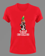 Load image into Gallery viewer, I Love All Animals T-Shirtanimals, bird, cat, dog, hamster, Ladies, love, Mens, pets, Unisex

