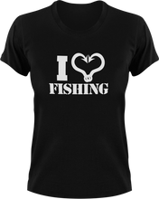 Load image into Gallery viewer, I Love Fishing T-Shirtfish, fisherman, fishing, Ladies, love, Mens, Unisex
