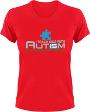 Load image into Gallery viewer, I teach kids with autism what's your superpower T-Shirtautism, Ladies, Mens, preschool, school, super power, teacher, teacher voice, Unisex
