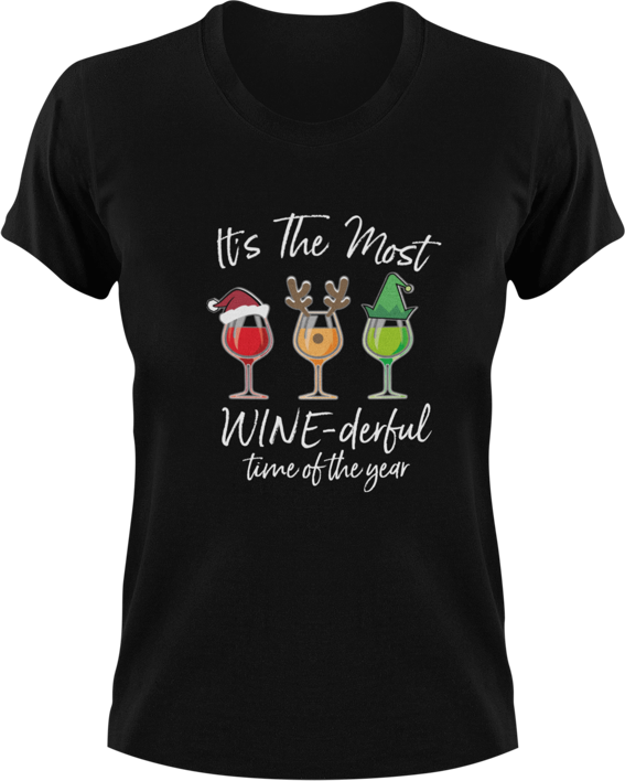 It's The Most Wine-Derful Time Of The Year T-Shirtchristmas, Ladies, Mens, Unisex, wine
