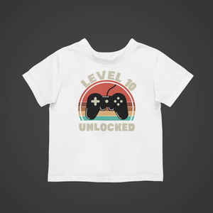Level 10 unlocked Birthday T-shirtbirthday, boy, gamer, girl, kids, neice, nephew