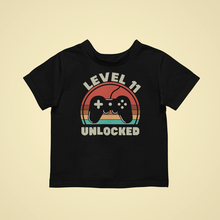 Load image into Gallery viewer, Level 11 unlocked Birthday T-shirtbirthday, boy, gamer, girl, kids, neice, nephew
