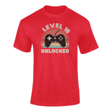 Load image into Gallery viewer, Level 18 Unlocked Birthday Gaming T-Shirtbirthday, birthday gift, Ladies, Mens, Unisex
