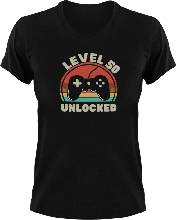 Level 50 unlocked Birthday T-Shirtbirthday, games, Ladies, Mens, Unisex