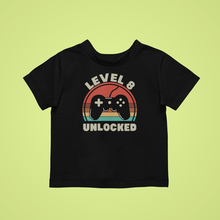 Load image into Gallery viewer, Level 8 unlocked Birthday T-shirtbirthday, boy, gamer, girl, kids, neice, nephew
