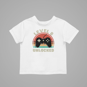 Level 8 unlocked Birthday T-shirtbirthday, boy, gamer, girl, kids, neice, nephew