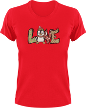 Load image into Gallery viewer, Love Christmas Penguin T-Shirtanimal, animals, christmas, Ladies, love, Mens, penguin, Unisex
