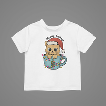 Load image into Gallery viewer, Meowy Catmus Kids T-Shirtanimal, animals, boy, cat, christmas, girl, kids, Merry Christmas, neice, nephew
