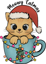 Load image into Gallery viewer, Meowy Catmus Kids T-Shirtanimal, animals, boy, cat, christmas, girl, kids, Merry Christmas, neice, nephew
