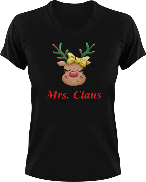 Mrs. Claus Christmas Reindeer T-Shirtanimal, animals, christmas, Ladies, Mens, Merry Christmas, reindeer, Unisex