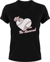 Load image into Gallery viewer, My baseball heart is on the diamond T-Shirtbaseball, Ladies, Mens, softball, sport, Unisex
