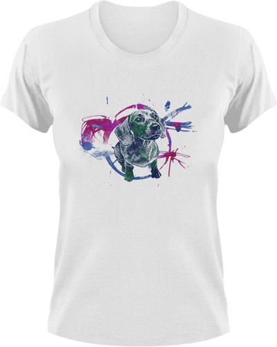 Black painted Dachshund T-Shirtdog, Ladies, Mens, painted, picture, Unisex