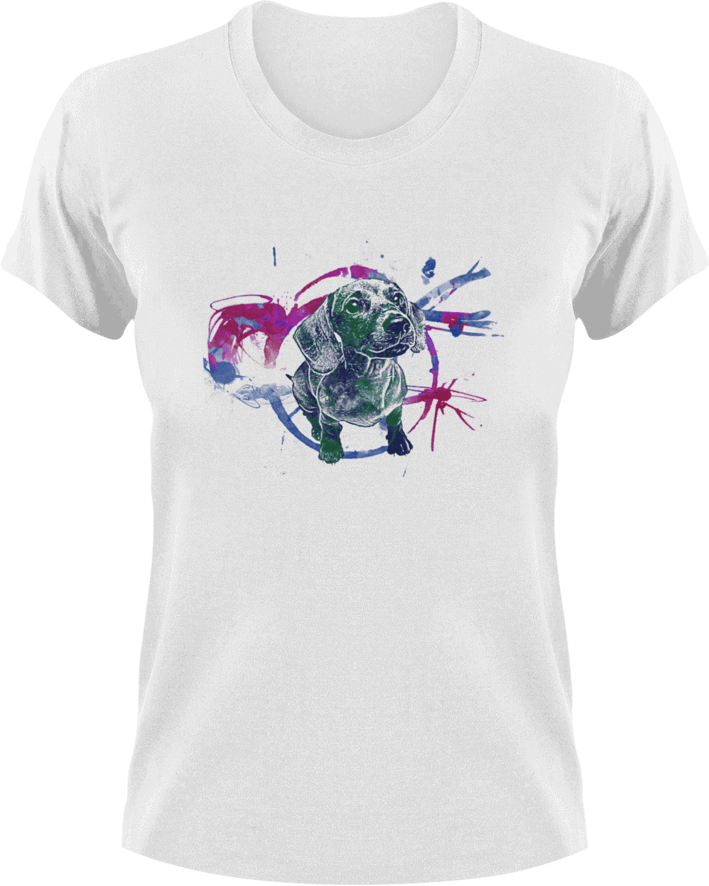 Black painted Dachshund T-Shirtdog, Ladies, Mens, painted, picture, Unisex