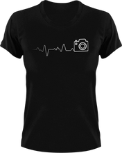 Load image into Gallery viewer, Photography heartbeat T-Shirtcamera, heartbeat, Ladies, Mens, photo, photographer, photography, photoshop, Unisex
