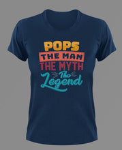 Load image into Gallery viewer, Pops the man the myth the legend T-Shirtdad, Fathers day, funny, grandpa, Ladies, legend, Mens, Unisex
