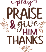 Load image into Gallery viewer, Pray Praise and Give Him Thanks Tshirt
