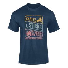 Load image into Gallery viewer, Skates Sticks And Wicked Hat Tricks T-ShirtLadies, Mens, Unisex, Wolves Ice Hockey
