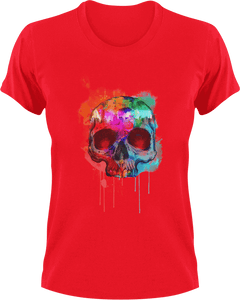 Skull with city line in paint T-ShirtLadies, Mens, painted, skulls, skyline, Unisex