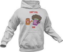 Load image into Gallery viewer, That&#39;s my jam printed on a grey melange Hoodie
