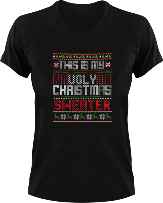 This Is My Ugly Christmas Sweater T-Shirtchristmas, elf, jokes, Ladies, Mens, snow, Unisex