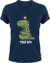 Load image into Gallery viewer, Tree Rex T-Shirtanimal, animals, christmas, Dinosaur, Ladies, Mens, rex, T-Rex, Unisex
