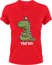 Load image into Gallery viewer, Tree Rex T-Shirtanimal, animals, christmas, Dinosaur, Ladies, Mens, rex, T-Rex, Unisex
