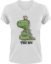 Load image into Gallery viewer, Tree Rex T-Shirtanimal, animals, christmas, Dinosaur, Ladies, Mens, rex, T-Rex, Unisex
