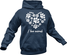 Load image into Gallery viewer, I love animals Hoodie
