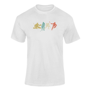 Vintage Hockey Player Silhouettes T-ShirtLadies, Mens, Unisex, Wolves Ice Hockey